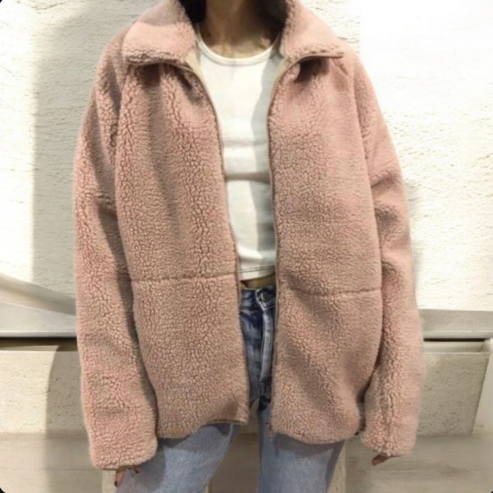Cozy Pink Sherpa Jacket - Brandy Melville